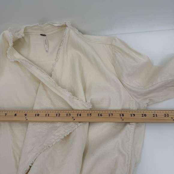 Free People Jacket Women Medium Ivory Rae Femme Linen Blend Waterfall Raw Hem - Picture 12 of 14